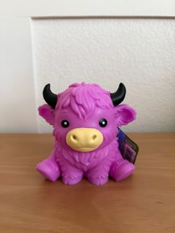 Purple Hyland Cow Rubber Toy Figure