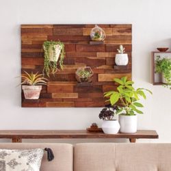 New Mosaic wood panel with shelves/ decoracion de pared con repisas de Madera Nuevo 