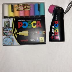Brand New PASTEL Colored Posca Markers 8pack & 1 Posca Mop’r
