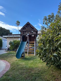 Wooden Backyard Playset with Slide and Swing