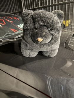 Vintage Plush Black Bear Foot Rest Stool Decor