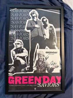Green Day Saviors Signed art+global listening event poster