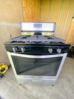 Whirlpool gas stove 4 burners stainless st   30”