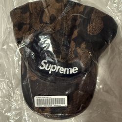 Supreme Flames Jacquard Denim Camp Cap Washed Black *NEW*