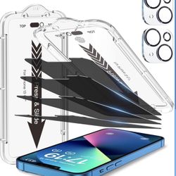 EZ-GLAZ-4+2 Pack for iPhone 13 Privacy Screen Protector[6.1 inches] With Camera Lens Protector, [Drop Protection] 9H Hardness Full Coverage Anti-Spy T
