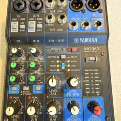 Yamaha MG06X Soundboard, Blue Mic, Marantz HP, Bose Speakers 