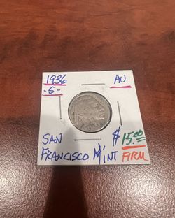1936 S Buffalo Nickel Coin