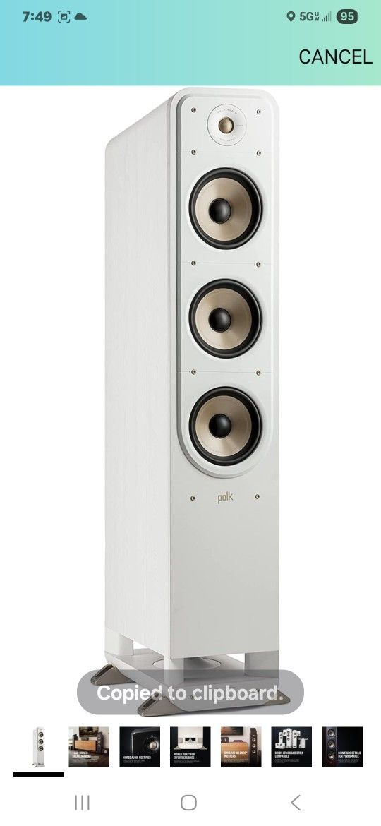 Polk Signature Elite ES60 Tower Speaker - Hi-Res Audio Certified, Dolby Atmos & DTS:X Compatible, 1" Tweeter & Three 6.5" Woofers, Power Port Technolo