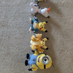 2 Minions, 2 Pikachu, 1 Olaf Toy 