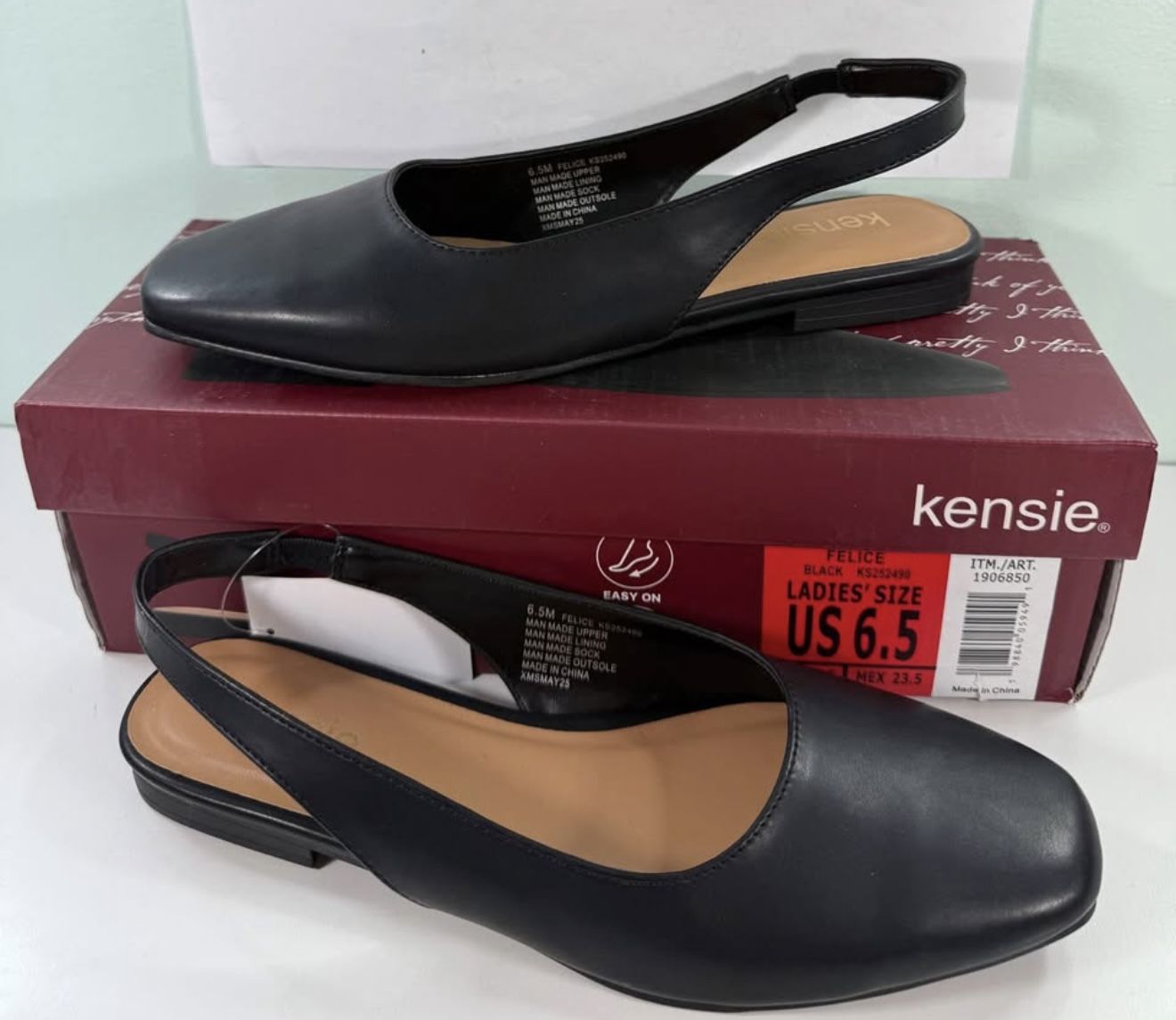 New Kensie women’s Felice Slingback Flats - Black- size 6.5/ 9