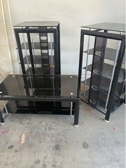 Glass TV Stand and Shelves