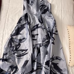 Adrianna Papell High Low Dress in Black and Gray and blue