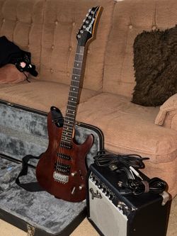 Ibanez guitar & fender amp.