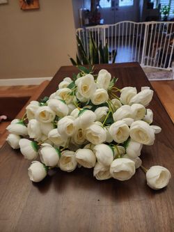Faux white rananculus branches