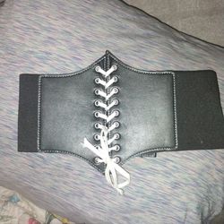 Black leather corset