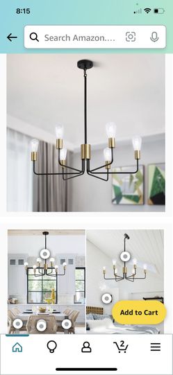 6-light Classic Candle Chandelier- Black And Brass Color