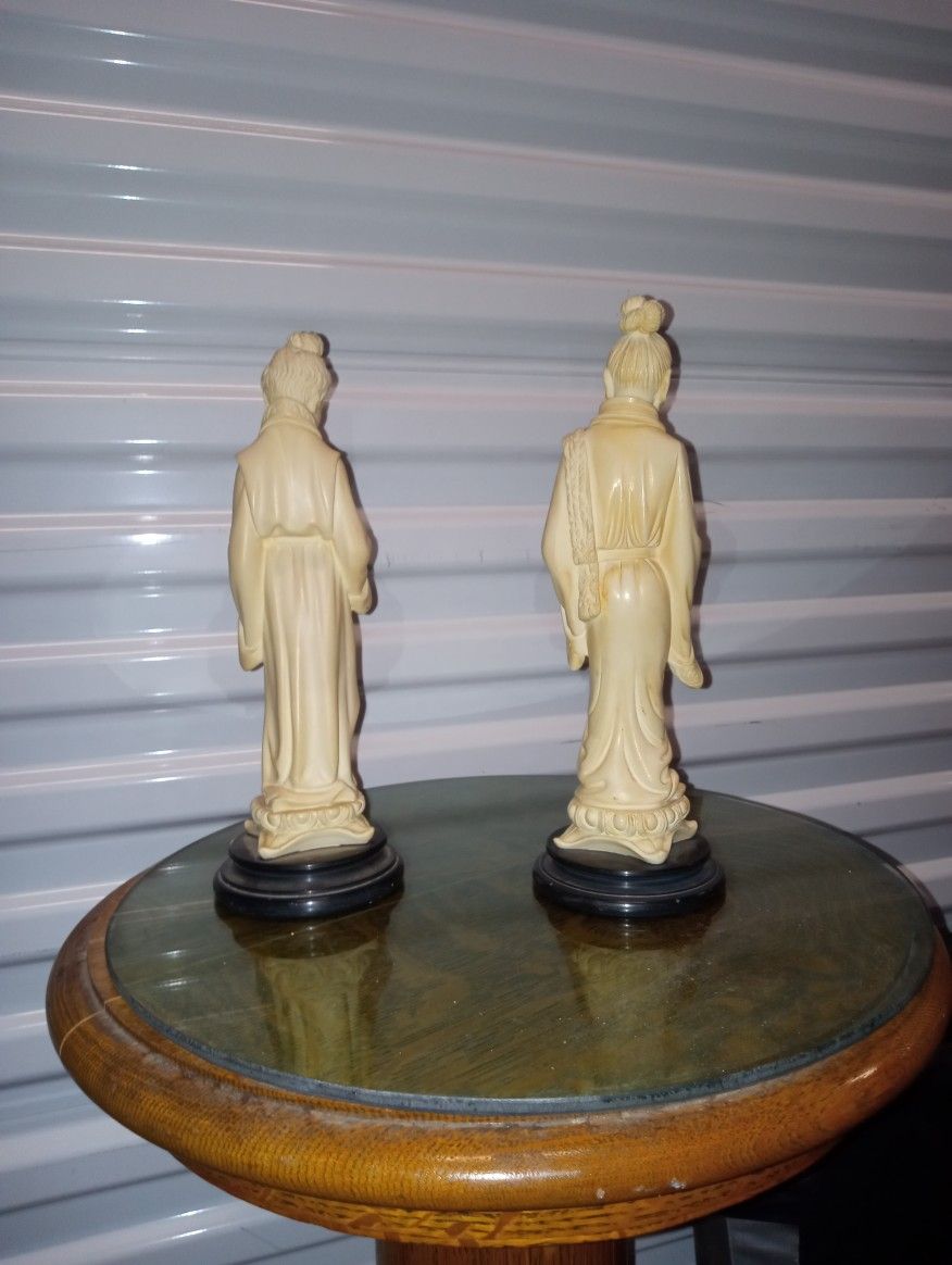 Antique Statues Possibly Bone Or Ivory
