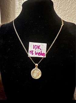 10K Solid Gold Chain and Pendant For Wedding 18 Inches Long