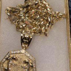 14k Gold Plated Chain And Pendent 
