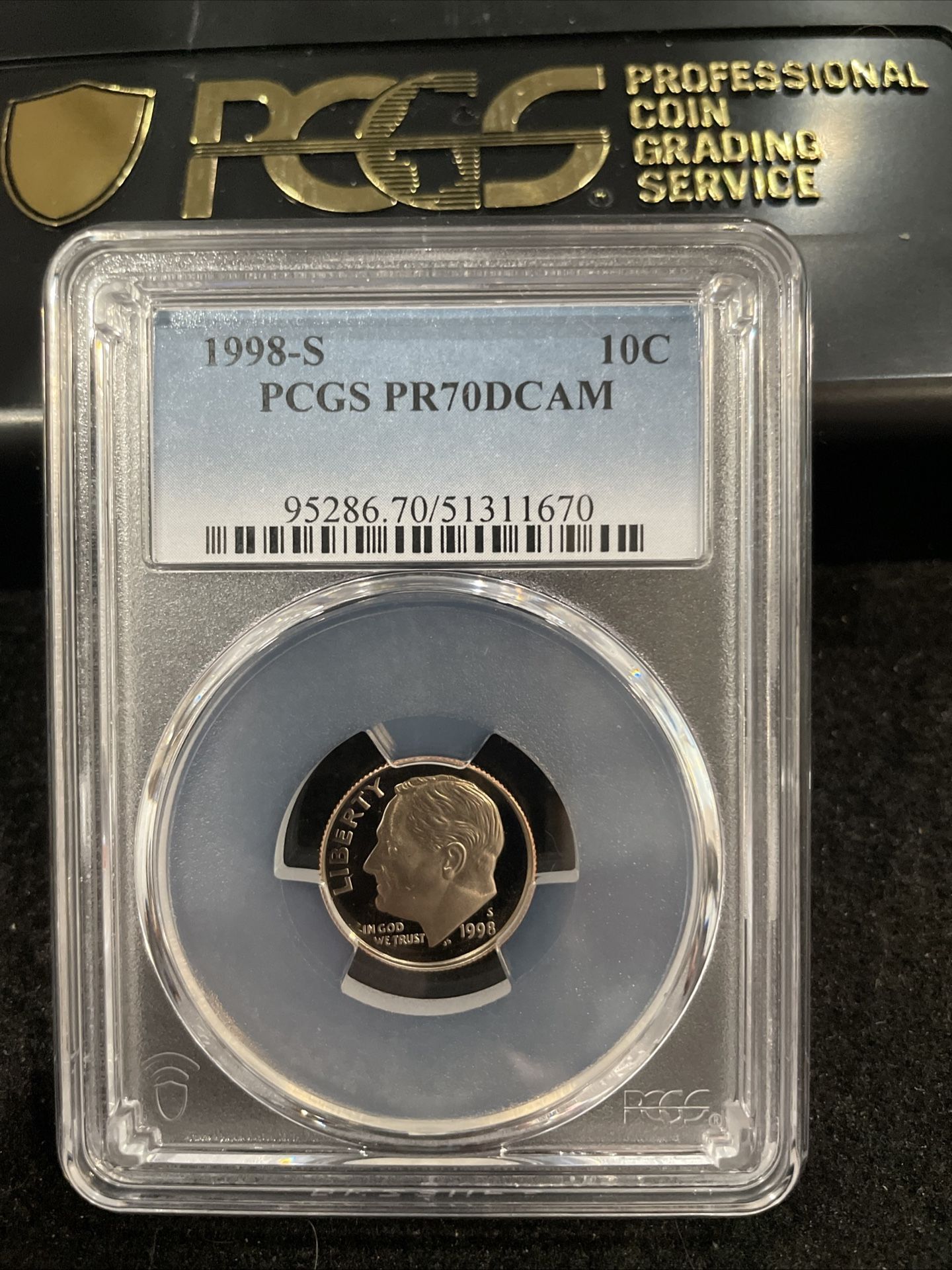 1998 S Gem Proof PERFECT GRADED Roosevelt Dime Graded At PR70 Q-16