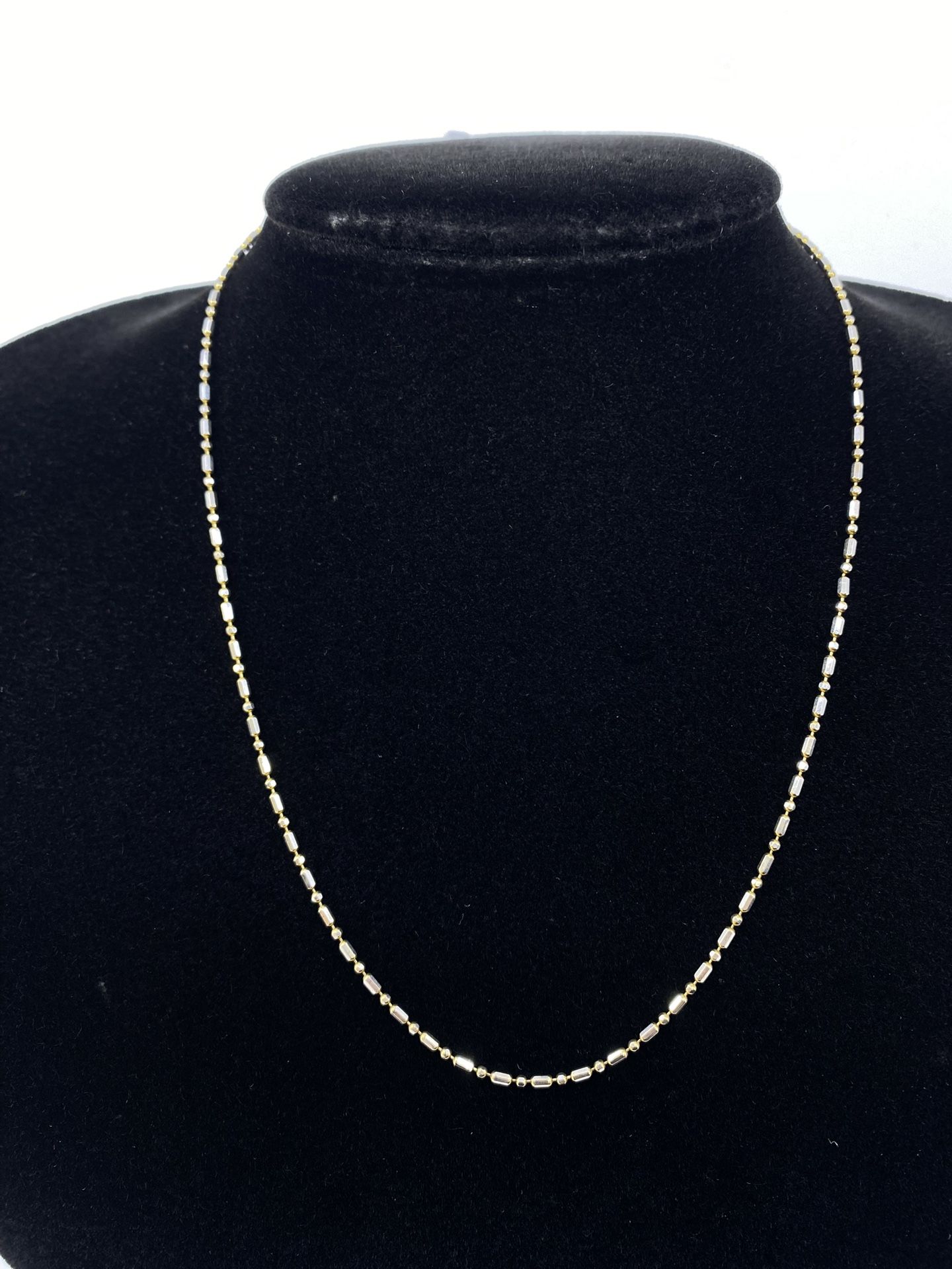 $450 Two Tone Gold Beaded Necklace Chain