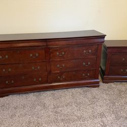 Sturdy Wood Dresser + 2 Nightstands Set 