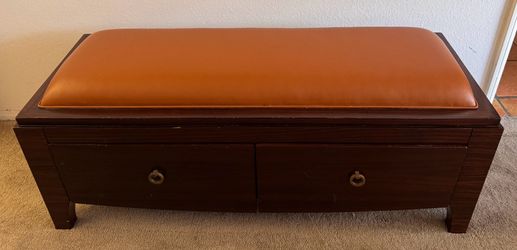 MCM Bench with Faux Leather Seat