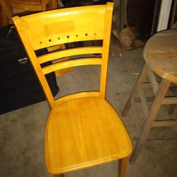 _15.00 Wood chair about 15  1 stool chair