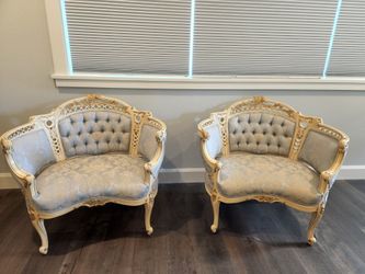 Pair Of Antique Tufted Accent  Chairs