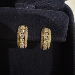 Gold Plated Earrings With moissanite Huggies Small