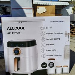 Air Fryer, ALLCOOL Airfryer Oven 8QT Large Air Fryer 1700W 8-in-1 with Touch Screen Air Fryers Dishwasher Safe Nonstick Tray  32 Recip