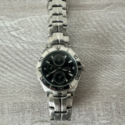 Armitron Watch Men Silver Tone Round 50M Stainless Day Date New Battery 6p27