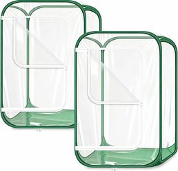 OnBrand 2-Pack 24.65" x 24.65" x 35.59" Pop Up Mini Greenhouse with Storage Bag & Zipper Door, PVC Indoor Outdoor Portable Greenhouse for Winter Plant