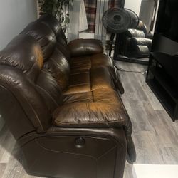 Leather Reclining Sofa