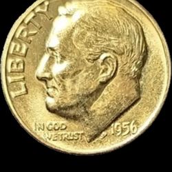 USA ROOSEVELT Dime 1956 No Mint Mark A Silver Coin For Your Collection!!!