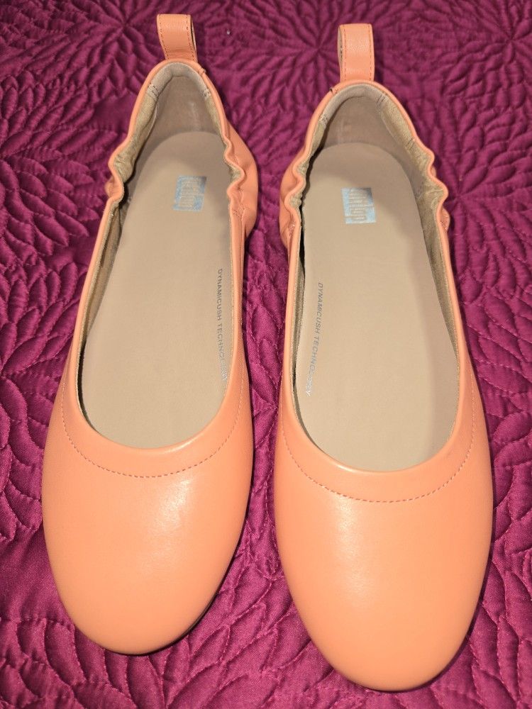 Fitflop Ballerina Size 8 Coral Flats