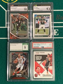 Lot Of 4!!! Trae Young, Joe Burrow, And Zach Wilson Cards!!! Thumbnail