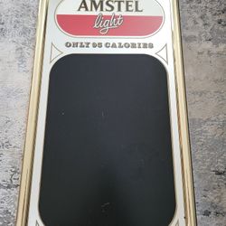 VINTAGE AMSTEL LIGHT BEER MIRROR CHALKBOARD BAR SIGN 15"×30"in. Frame 16"×31"