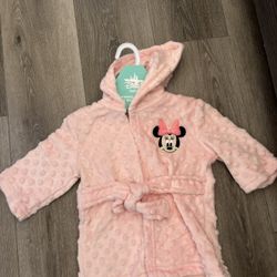 Disney Minnie Mouse Pink Baby Hooded Robe (Size 12–18M)