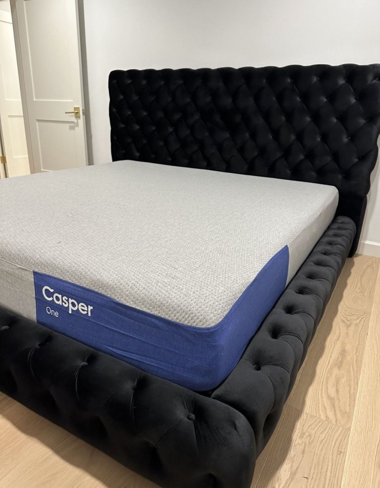 Black Velvet Platform Bed Frame