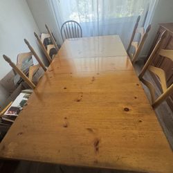 Ashley Knotty Pine Dinner Table W/4 Chairs From Set, (additional Chair as well) 