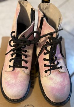 Dr. Martens Pink Combat Boots with Pastel Design