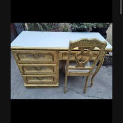 WOODEN DESK AND CHAIR