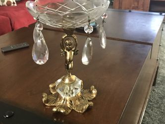 Vintage Cherub Pedestal Crystal dish