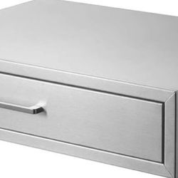 Outdoor Kitchen Single Drawer 30" Stainless Steel BBQ Single Drawer -30" W x 6.5" H x 23" D Enclosed Built-in Drawer Flush Mount for Outdoor Kitchens 