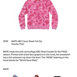 BAPE ABC Camo Shark Full Zip Hoodie 'Pink'