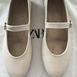 New Zara White Ballet Shoes