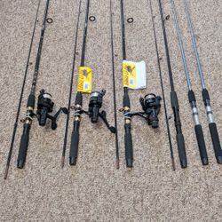 Fishing rods (3) New Eagle Claw Peregrine By Wright & Mcgill Co. Model CRFBK200 6'6" Spinning Rod With ECS 35 Graphite Reel Ball Bearing Gear Ratio 4