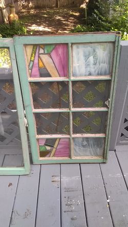 Colorful stained glass Wood window