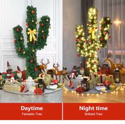 6 ft. Pre-Lit Cactus Artificial Christmas Tree with LED Lights
